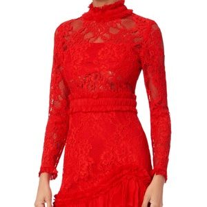 Alexis Long Sleeve Lace Red Dress